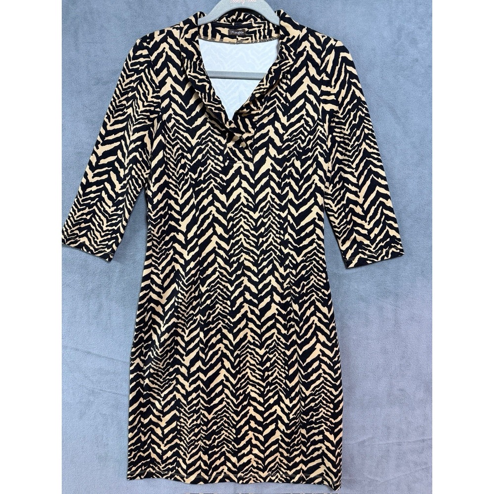 J. McLaughlin Terin Sheath Dress Tigre Animal Print Medium Beige Black Pattern